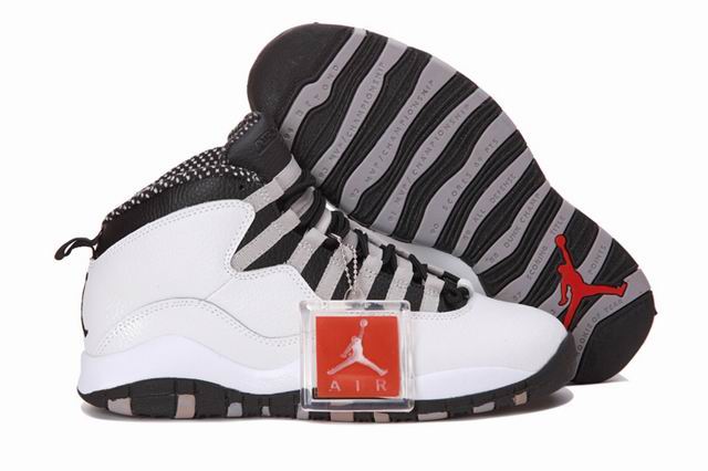 Air Jordan 10 White Black Grey Red AJ X Men's Shoes-18 - Click Image to Close